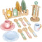 20 PCS Kitchen Playset with Wooden Toy Plates and Dishes, Montessori Kitchen