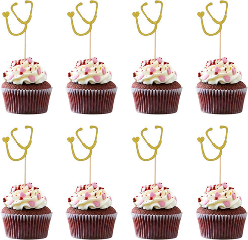 Amosfun 24 Pcs Nurse Cupcake Toppers, Medical Nurse Themed Birthday Party Cake Decorations Supplies