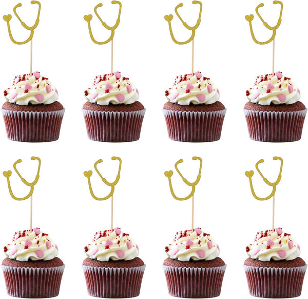 Amosfun 24 Pcs Nurse Cupcake Toppers, Medical Nurse Themed Birthday Party Cake Decorations Supplies