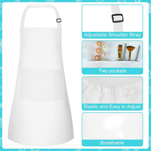 Kids Apron and Chef Hat Set - Adjustable Children Apron with 2 Pockets for Cooking and Baking