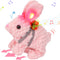 Hopearl Hopping Rabbit with LED Ears Carrot Backpack, Interactive Plush Bunny Toy with Sounds, Gift for Toddlers, Pink,