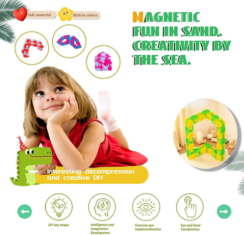 24PCS 11 inch (12 Wacky Tracks Fidget Toys, Sensory Snake Chains for Autism ADHD Stress Relief, Travel Train Plane