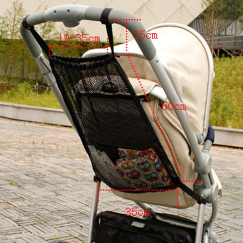 Universal Baby Stroller Hanging Mesh Pocket with Detachable Straps, Infant Prams Storage Organizer Bag for Baby