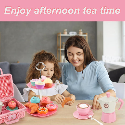 Set Playset 3 4 5 6 Afternoon Tea Toys Pretend Play Food Toys for Toddler Girls, Party Tea Toy Gifts for Year Old Girl
