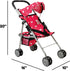 Pink Heart Design Doll Stroller with Basket - Foldable & Stylish