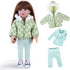 Doll Clothes 3 Pc. Set - Light Green Grey Plaid Hooded Thick Coat, Checkerboard Jacket, Warm Outfit for 18" Dolls