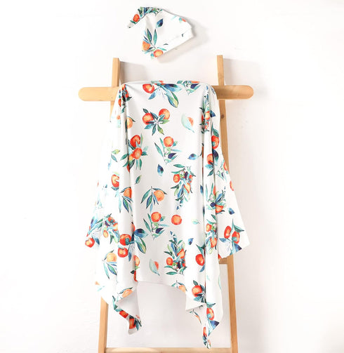 Newborn Baby Girl Floral Oversized Swaddle Blanket Hat Set Newborn Receiving Blanket