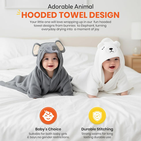 Mart Fort Pack 2 31.5" 31.5" of Hooded Baby Towels for Newborn- x Coral Fleece Fabric, Absorbent and Washable