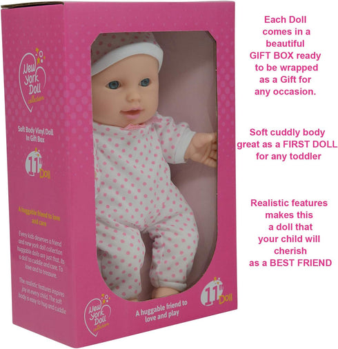 11-Inch Set Caucasian Soft Body Baby Doll Gift with Pacifier