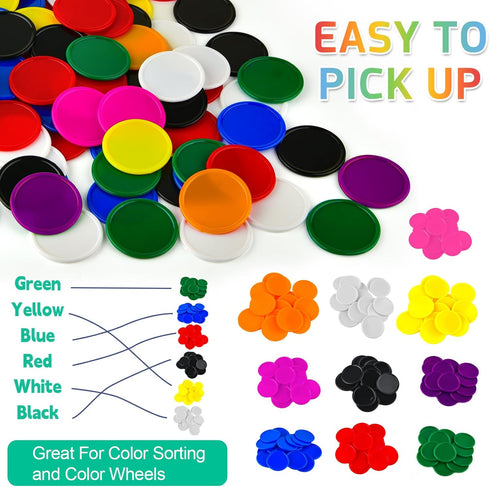 Coopay 1200 Pcs 1.5 Inch Plastic Poker Chips, Bingo Chips, 10 Colors Counting Discs for Math Practice & Games, 38 mm
