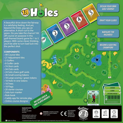18 Holes: Second Edition Base Game - Compete to Create a Golf Course, Seabrook Studios, Ages 14+, 1-5 Players