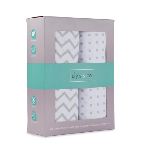Set, 2 Pack, 100% 28 52 Elys & Co. Crib Sheets, Baby Boy/Girl Fitted Crib Mattress Sheet Jersey Knit Cotton, Infant