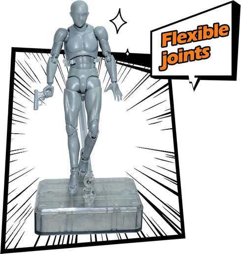 Action Figures Body-Kun DX & Body-Chan DX PVC Figure Model Drawing for S H Figuarts (Gray, Male)