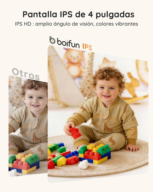 BOIFUN 2026 720P 4'' 2-Way Sensor,3X Reminder,11H Baby Monitor with Camera and Audio, No WiFi, True-Colour Screen