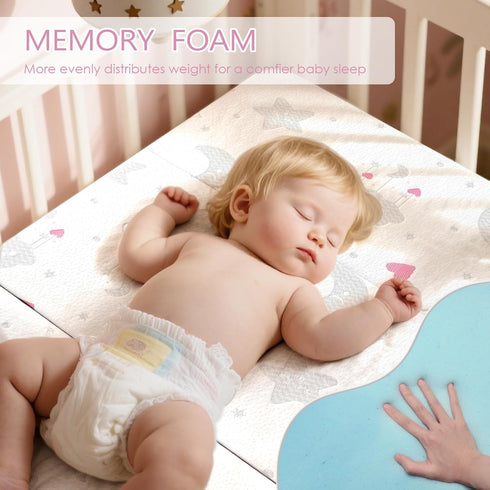 Pack 38"x26"x3'' Pack and Play Mattress Trifold - Dual-Sided Memory Foam N Play Mattresses - Portable Baby Crib