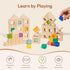 Wooden Rainbow Building Blocks Set for Kids, 22 PCS Wooden Blocks & 25 PCS Acrylic Gem Cubes, Montessori Stacking Toys
