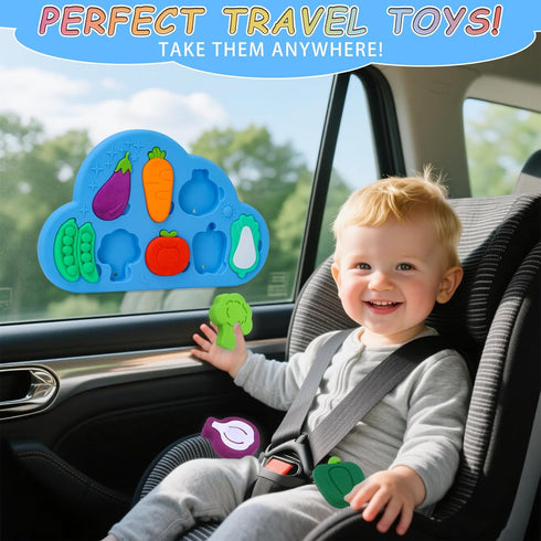 LOMAGTI Baby Bath Toys, Premium Silcone Mold Free Vegetable Bath Toys, Soft Toddlers Floating Bathtub Toy, No Hole Tub