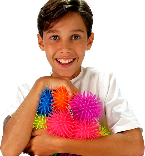 Googly Puffer Ball Rubber Stretchy Spike Ball (2 Units Assorted), Soft Squishy Fidget Toy for Kids & Adults