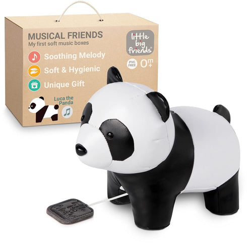 Little Big Friends Musical Friends - Pull String Cord Musical Toy for Baby, Easy to Clean, Luca The Panda