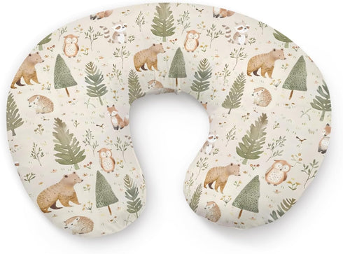 KuphiL10C Cartoon Forest Bear Hedgehog Raccoon Animal Pattern Nursing Pillow Cover, Unisex Removable