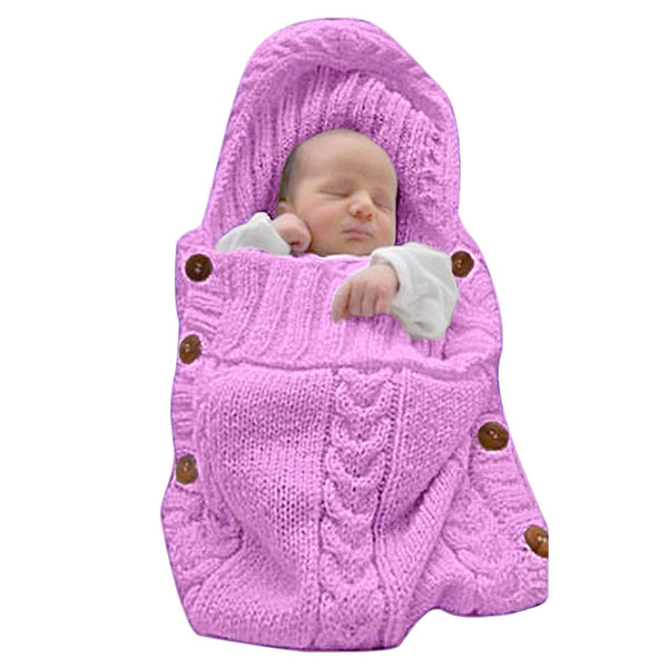 XMWEALTHY Newborn Baby Wrap Swaddle Blanket, Knit Sleeping Bag Receiving Blankets, Stroller Wrap for Baby (Pink)