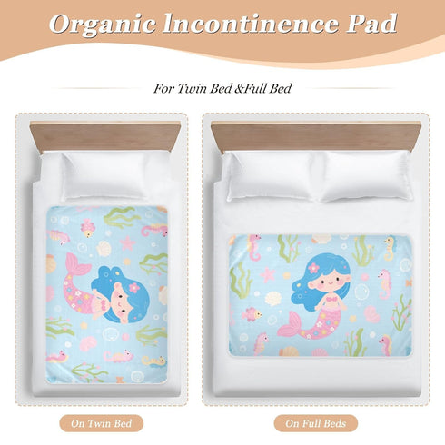 siphylline 52" 34" Cute Cartoon Blue Mermaid Extra Large Resuable Changing Pad Covers Water Resistant Bed Wetting Pads