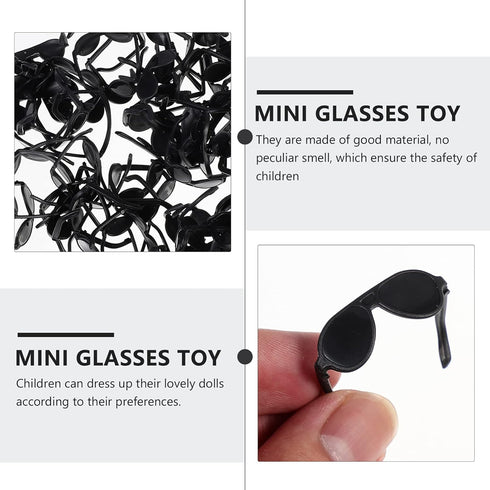 Toddmomy Mini Doll Glasses, 80Pcs Black Mini Sunglasses for Dolls