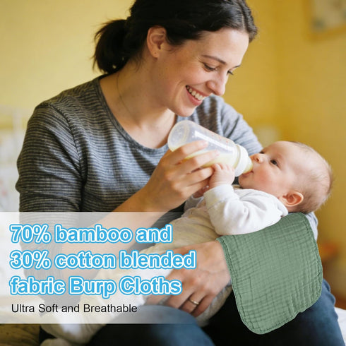 NUEUAP 20X10 Inches,Easy 10-piece Set) Muslin Burp Cloths, Soft, Breathable, Skin-Friendly and Non-irritating.Baby