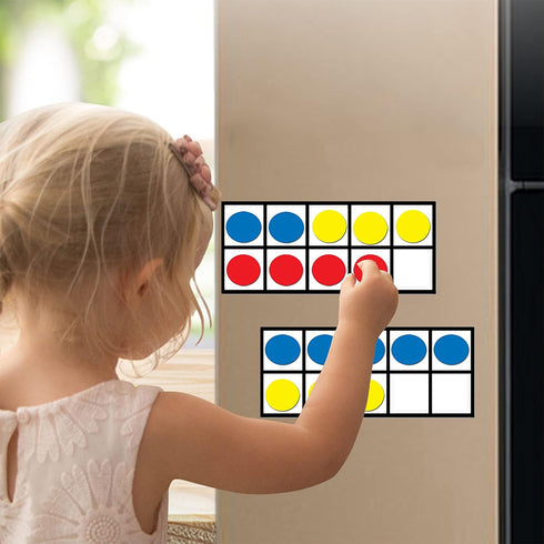 Giant Magnetic Ten-Frame Set - 5 Ten Frames and 55 Magnetic Math Counters - Classroom Toys for Kindergarten