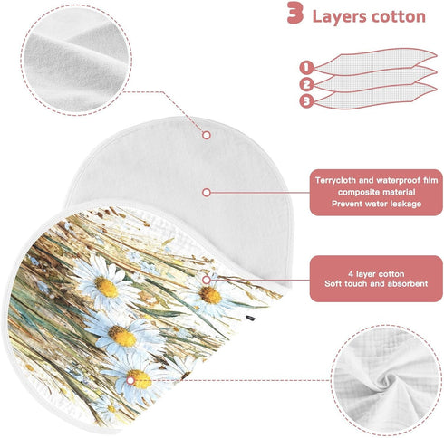 YETTASBIN Butterfly Daisy Muslin Baby Burp Cloth, Super Soft Absorbent Cotton Burp Rag Baby Bibs Feeding Cloth