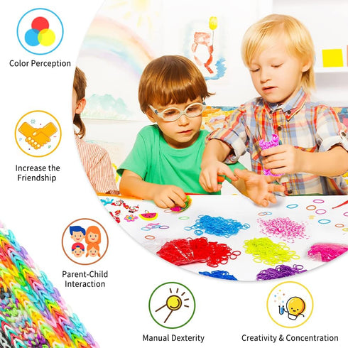 17500+ 3 28 600 352 40 INSCRAFT Rubber Loom Bands with Layer Blue Container, Colors, S-Clips, Beads, Cartoon Pendant