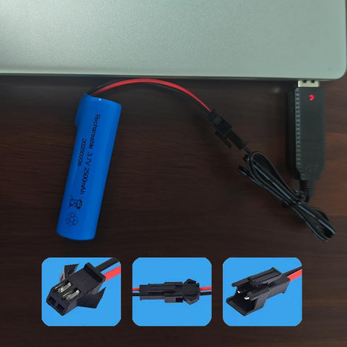 Generic 3.7V 2500mah 1 Pack SM-2P Rechargeable li-ion Battery with USB Chargers Plug for RC Cars Bubble Gun Remote