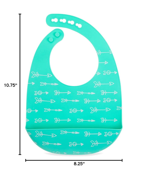 2 Pack Nuby Adjustable Easy Clean Soft Silicone Bibs with Scoop, Arrows & Bears/Foxes