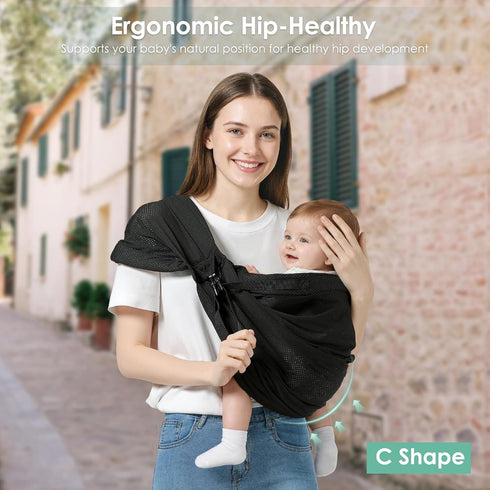 7-30lbs, MISSWISDOM Baby Sling Carrier, Toddler Sling Carrier with Wide Shoulder Strap, Lightweight Baby Carriers