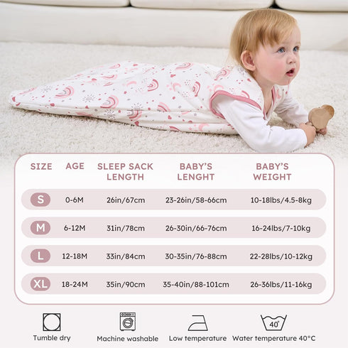 18-24 2.5 2-Way Baby Sleep Sack Months, TOG Cotton Winter Baby Wearable Blanket with Zipper, Warm Soft Sleeping Bag