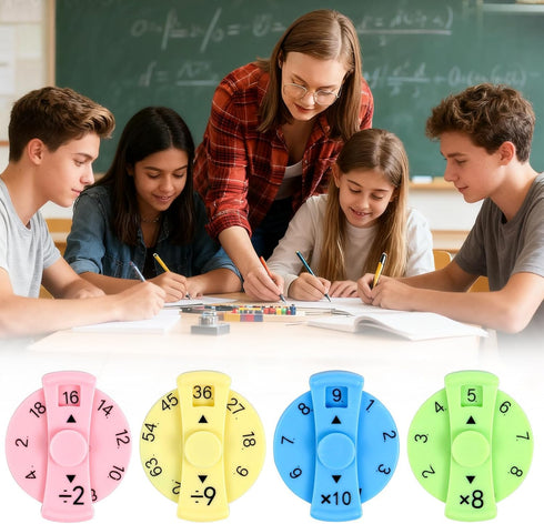 9 Pcs Math Fidget Spinners, Math Fidget Toy for Adults, Learn Multiplication and Division with The Math Spinners, Math