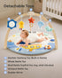 5 Tummy 7 BG-BABYGO Baby Play Gym Activity Mat, Developmental Zones Wooden Time Mat with Detachable Sensory Toys