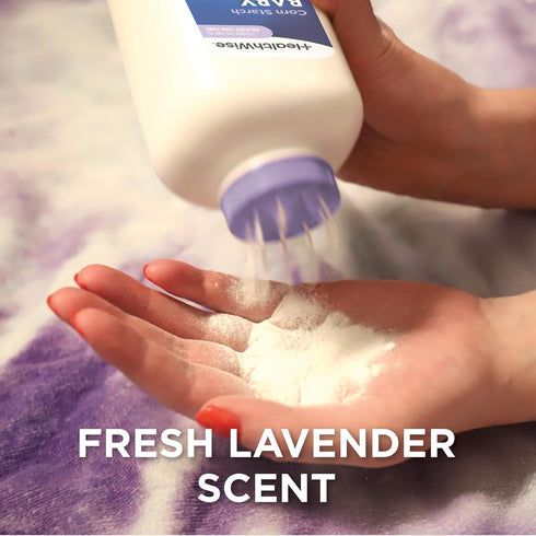 15 oz (425g) HealthWise Corn Starch Baby Powder | Soothing Lavender Scent | Talc Free | Paraben & Phthalate Free |