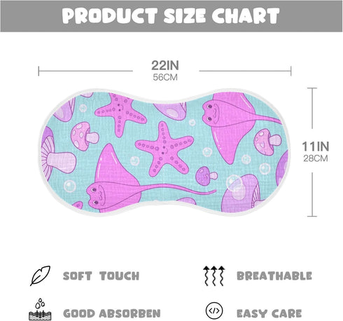 tplaotee 22x11in Ocean Animal starfishes Purple Pink Cotton Baby burping Cloths Easy Care Baby wash Cloth for Unisex