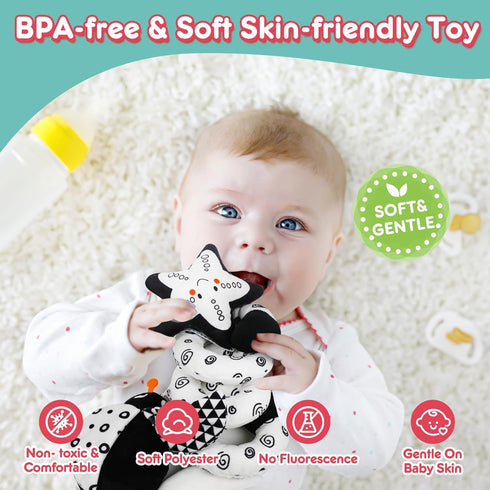 GKDOMS Baby Spiral Hanging Stroller and Car Seat Toys Black and White High Contrast Sensory Toy Newborn Plush Activity