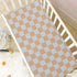 Pigsaly 27x39 Inch Crib Sheets Light Orange Gray Checkered Baby Sheet for Standard Crib Mattress Boys Girls Toddler Bed