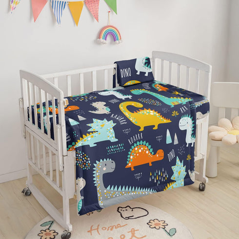 Datura home 3-Piece Set Crib Bedding with Comforter, Sheet & Skirt, Watercolor Butterfly Printed Nursery Bedding