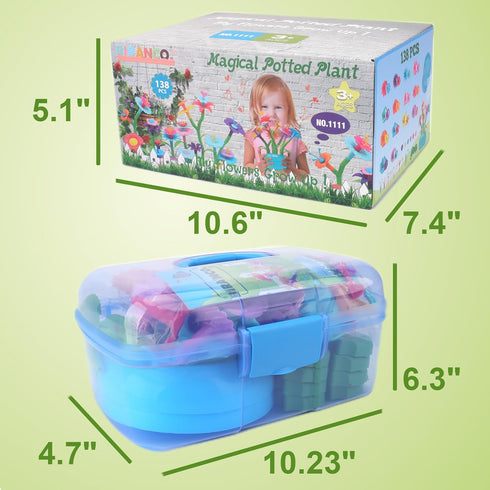 BIRANCO Flower Garden Building Set, 138 PCS Fun Stacking Toys for Toddlers Age 3-6, Educational STEM Gardening Gift