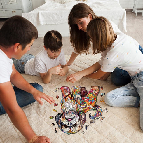 Wooden Puzzles for Adults - Shih Tzu Dog Wooden Jigsaw Puzzle - Unique Shape Lhasa Apso Gift