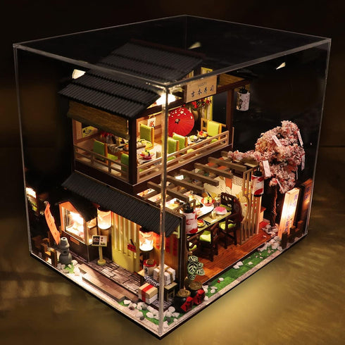 DIY Miniature Dollhouse Kit - Tiny House with Furniture, 1:24 Scale Japanese Style Shop
