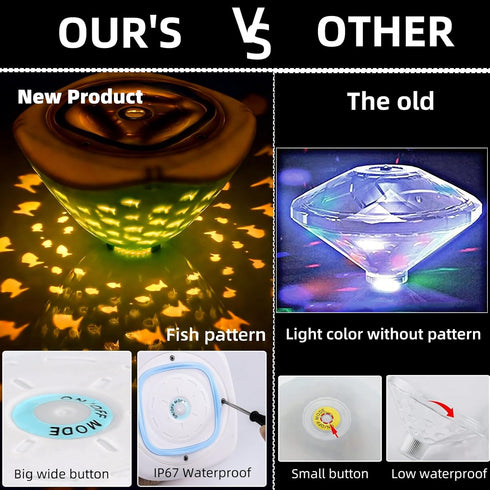 Swimming (3AAA Bathtub Floating Light, Pool Lights with Colorful Fish Pattern for Bathroom Toys, Aquariums, Various