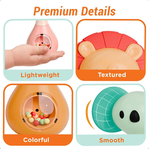 3-6-12 Tummy Set, 4 5 7 8 9 10 iPlay, iLearn Baby Shaker Rattle Toy, Babies Teething Sensory Toys Month, Infant