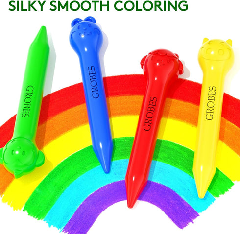 YSNYSN 12color 2-4 4-8,Non Jumbo Animal Crayons for Toddlers Crayons for Kids Ages Toxic Washable Easy Grip Interesting