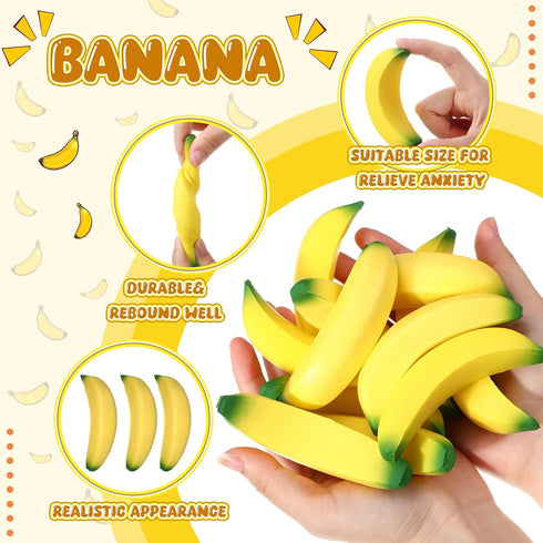 100 Adults(3.94 Inches) Jerify Pcs Banana Stress Toys Stretchy Banana Fidget Toys Realistic Stretchy Pu Foam Party