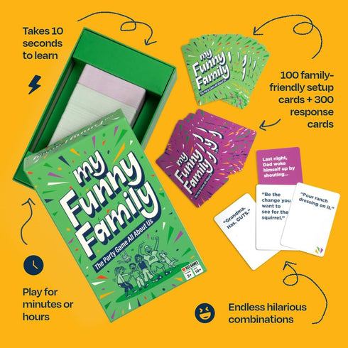 10 DSS Games My Funny Family [Fun Card Game for Kids, Adults, Families | Great for Game Nights and Vacations | Easy